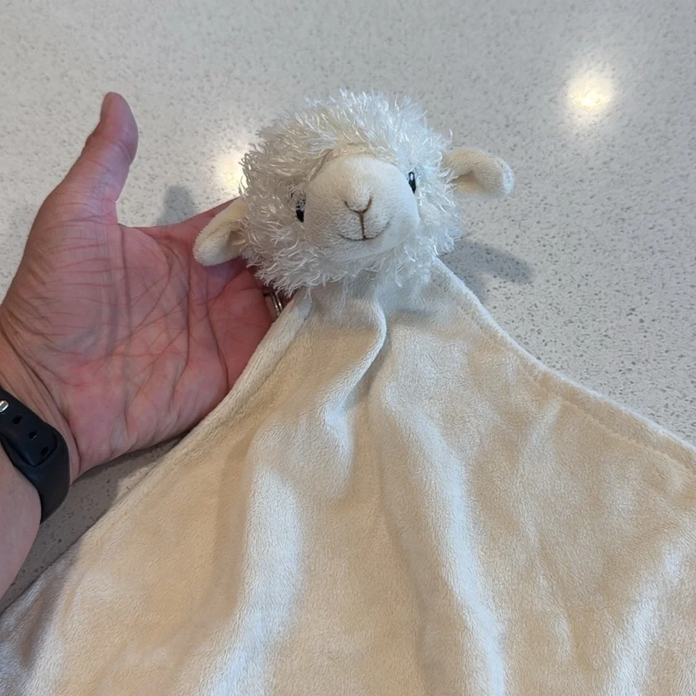 Hallmark Cream Lamb Baby Security Blanket Rattle Lovey Ivory Plush Stuffed Toy